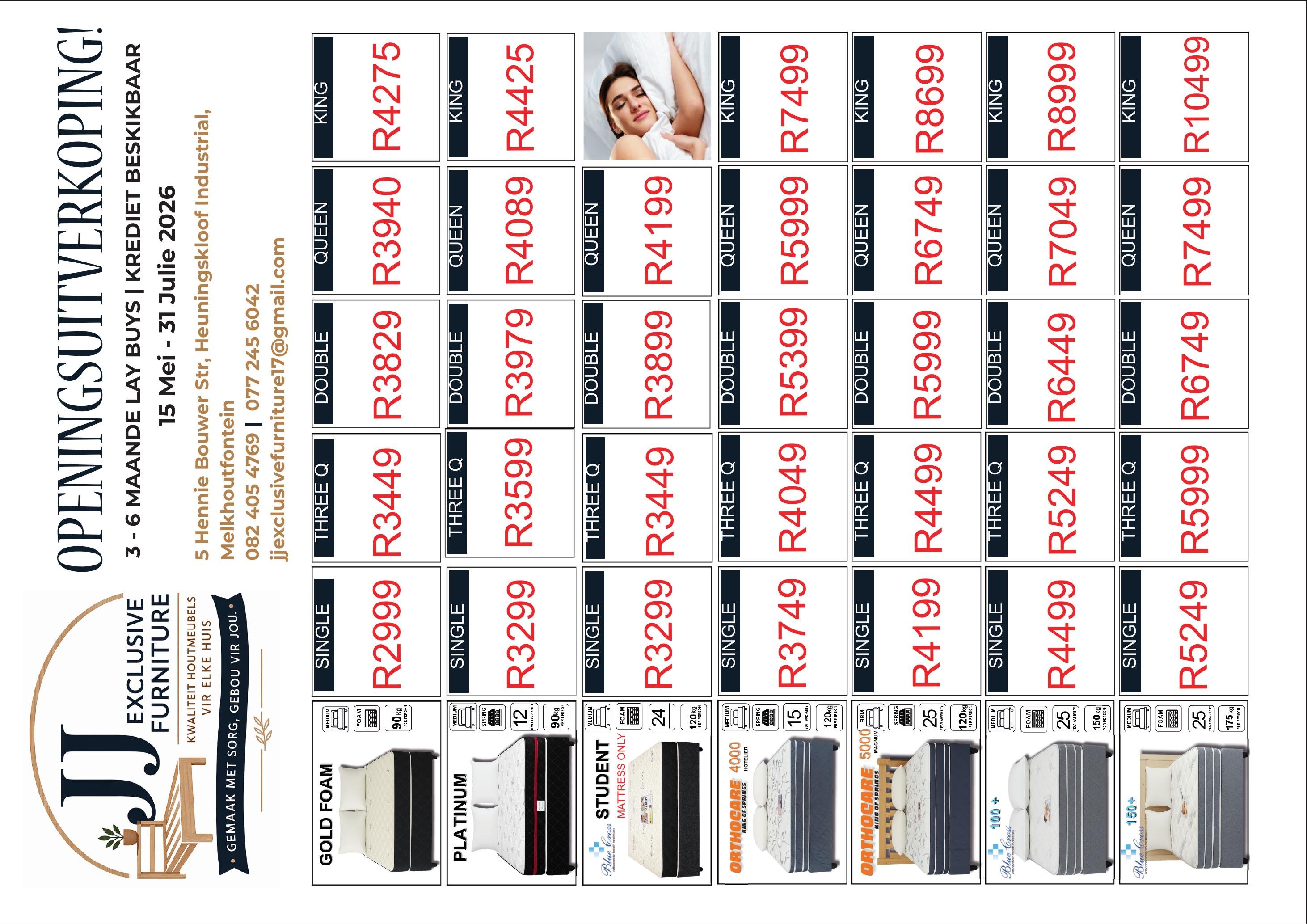 JJ Exclusive — mattress price list p. 2